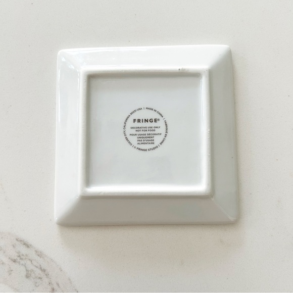 FRINGE Jewelry Storage Glass Tray Dish Square White with Gold Accent - Picture 3 of 5